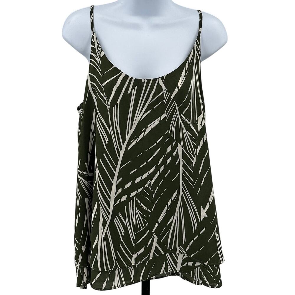 Zac & Rachel Tank Top Womens M Green White Cami Layered Adjustable Straps Summer